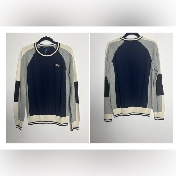 NEW Cutter & Buck New England Patriots Stride Colorblock 100% Cotton Sweater L - Picture 1 of 14